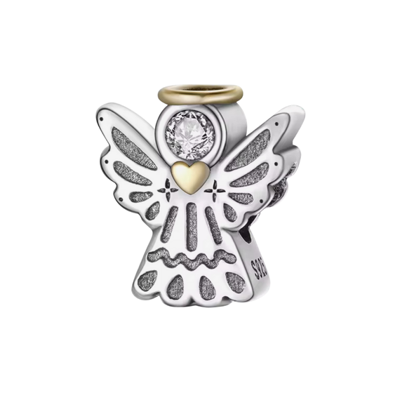 Guardian Light Angel Charm – Sterling Silver with Gold Halo