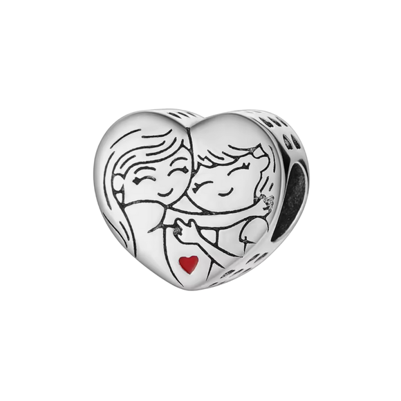 Mother & Daughter Heart Charm